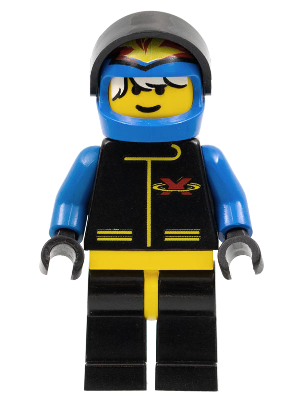 ext001a - Extreme Team - Blue, Blue Flame Helmet, White Bangs Messy Hair