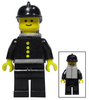 firec019s - Fire - Torso Sticker with 4 Buttons, Black Fire Helmet, Light Gray Air Tanks
