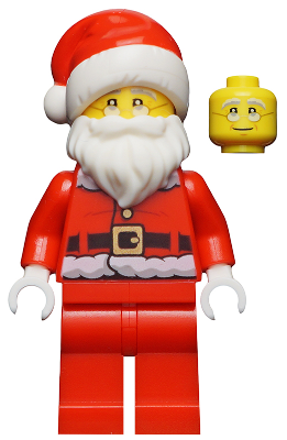 hol110 - Santa - Fur Lined Jacket with Candy Cane on Back, Red Legs, Glasses