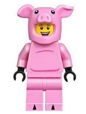 hol137 - Dragon Dance Performer, Pig Costume, No Tail, Open Mouth Smile with White Teeth and Red Tongue