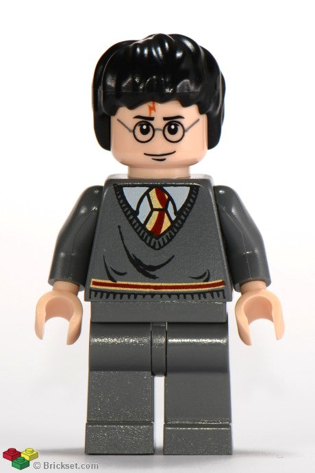 hp086 - Harry Potter - Gryffindor Stripe Torso, Dark Bluish Gray Legs, Eyebrows Above Glasses