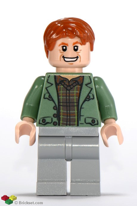 hp089 - Arthur Weasley - Sand Green Open Jacket, Light Bluish Gray Legs