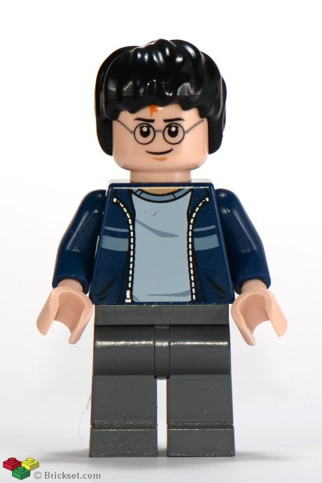 hp116 - Harry Potter - Dark Blue Open Jacket with Stripe, Dark Bluish Gray Legs