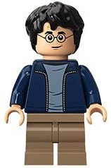 hp175 - Harry Potter - Dark Blue Open Jacket over Sand Blue Shirt, Dark Tan Medium Legs