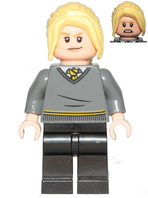 hp222 - Hannah Abbott - Dark Bluish Gray Hufflepuff Sweater, Black Legs