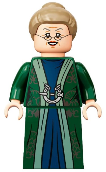hp293 - Professor Minerva McGonagall - Dark Green Robe over Dark Blue Dress, Dark Tan Hair