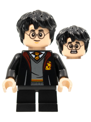 hp314 - Harry Potter - Gryffindor Robe Open, Black Short Legs, Grin / Scared Head