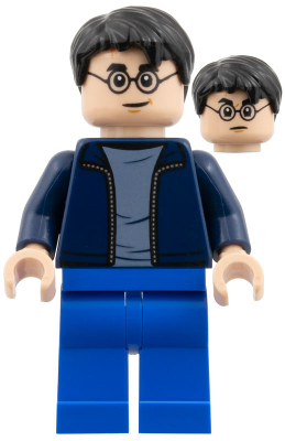 hp338 - Harry Potter - Dark Blue Open Jacket over Sand Blue Shirt, Blue Legs