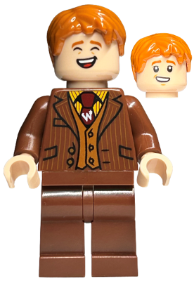 hp435 - George Weasley - Reddish Brown Suit, Dark Red Tie, Smiling / Laughing