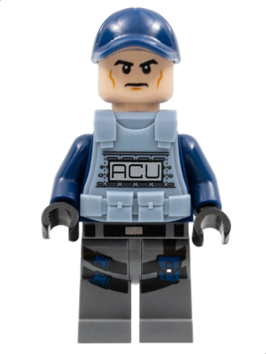 jw010 - ACU Trooper - Male, Dark Blue Cap, Light Nougat Head, Sand Blue Body Armor Vest