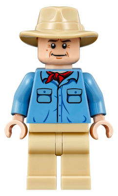 jw019 - Dr. Alan Grant - Medium Blue Shirt with Pockets with Blue Buttons, Tan Fedora