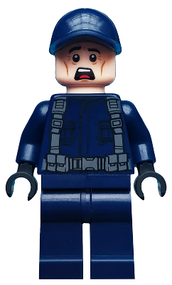jw040 - ACU Guard - Male, Dark Blue Cap, Light Nougat Head, Scared