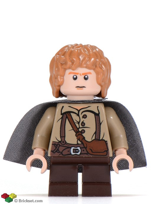 lor004 - Samwise Gamgee (Sam) - Dark Brown Legs, Dark Bluish Gray Cape