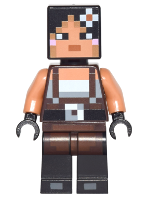 min035 - Minecraft Skin 2 - Pixelated, Female with Flower and Suspenders