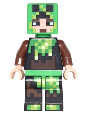 min039 - Minecraft Skin 6 - Pixelated, Bright Green and Dark Brown Creeper Costume