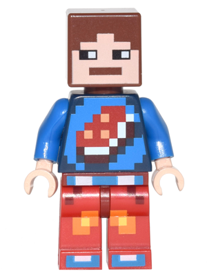 min040 - Minecraft Skin 7 - Pixelated, Blue Shirt with Porkchop Icon