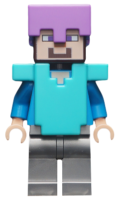 min060 - Steve (Light Nougat) - Flat Silver Legs, Medium Lavender Helmet, Medium Azure Armor