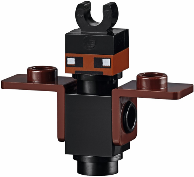 minebat01 - Minecraft Bat (Plate, Round 1 x 1, Thin Dark Brown Neck Bracket) - Brick Built