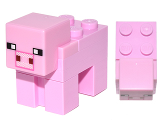 minepig03 - Minecraft Pig (2 x 2 Plate) - Brick Built