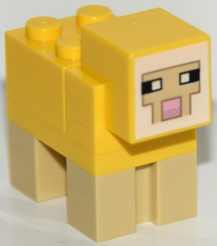 minesheep06 - Minecraft Sheep, Yellow (Yellow Plate 2 x 3) - Brick Built