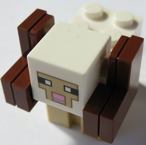 minesheep10 - Minecraft Sheep, White, Horns - Brick Built