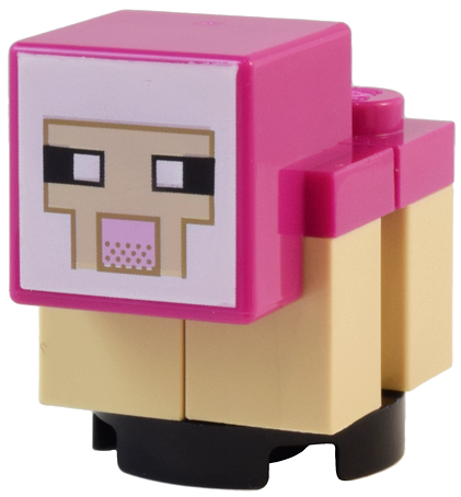 minesheep14 - Minecraft Sheep, Lamb, Tan Legs, Magenta Head - Brick Built
