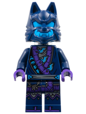 njo0869 - Wolf Mask Claw Warrior - Dark Blue and Dark Azure Mask, Neck Bracket