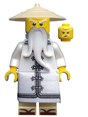 njo0354 - Sensei Wu - The LEGO Ninjago Movie, White Robe, Zori Sandals, Raised Eyebrows