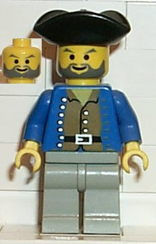 pi035 - Pirate Brown Shirt, Light Gray Legs, Black Pirate Triangle Hat