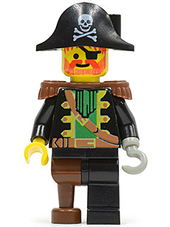 pi055 - Captain Red Beard (Captain Roger) - Brown Epaulettes, Pirate Hat with Skull and Crossbones