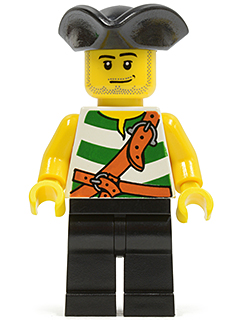 pi106 - Pirate Green / White Stripes, Black Legs, Tricorne Hat