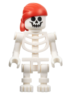 pi195 - Skeleton - Standard Skull, Bent Arms Vertical Grip, Red Bandana with Double Tail in Back