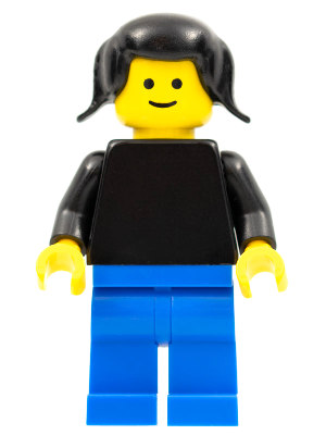 pln136 - Plain Black Torso with Black Arms, Blue Legs, Black Pigtails Hair