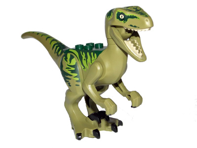 raptor04 - Dinosaur Raptor / Velociraptor with Dark Green Back, Lime Markings and Black Claws (Jurassic World Charlie)
