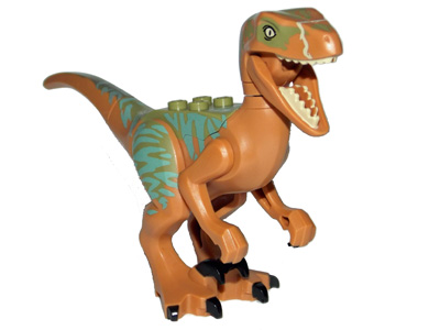 raptor05 - Dinosaur Raptor / Velociraptor with Olive Green Back and Sand Green Markings (Jurassic World Echo)