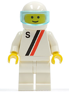 s006 - White with Red / Black Stripe, White Legs, White Helmet, Trans-Light Blue Visor