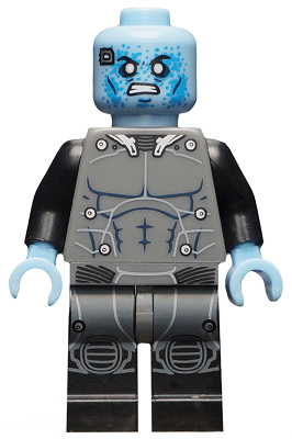 sh0141 - Electro - Black and Dark Bluish Gray Outfit, Bright Light Blue Head