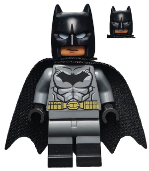 sh0204 - Batman - Dark Bluish Gray Suit, Gold Belt, Black Hands, Spongy Cape, Black Boots