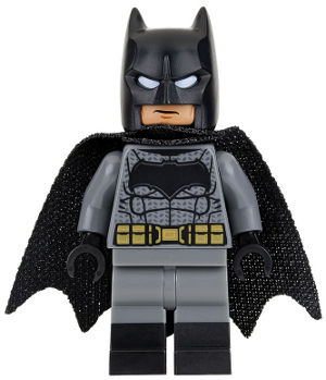 sh0218 - Batman - Dark Bluish Gray Suit, Gold Belt, Black Hands, Spongy Cape, Large Bat Logo