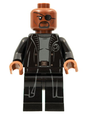 sh0585b - Nick Fury - Gray Sweater and Black Trench Coat, No Shirt Tail