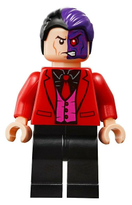 sh0594 - Two-Face - Black Shirt, Red Tie and Jacket