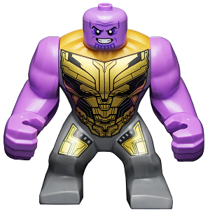 sh0733 - Thanos - Large Figure, Dark Bluish Gray Outfit with Gold Armor, Printed Legs, Smile