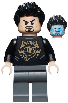 sh0747 - Tony Stark - Black Shirt with Gold Helmet