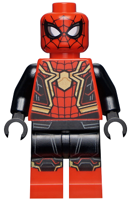 sh0778 - Spider-Man - Black and Red Suit, Large Gold Spider, Gold Knee Trim (Integrated Suit)