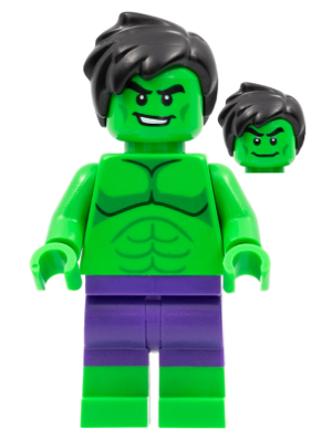 sh0798 - Hulk - Minifigure, Dark Purple Pants, Short Tousled Hair