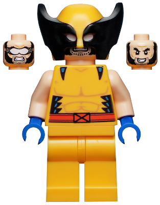 sh0805 - Wolverine - Bright Light Orange and Black Mask, Blue Hands