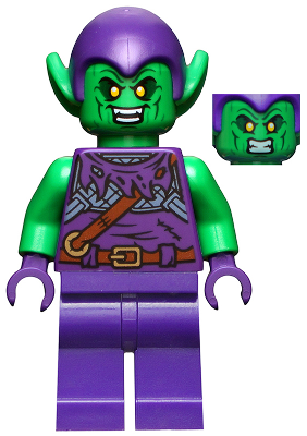 sh0813 - Green Goblin - Bright Green Skin, Dark Purple Outfit, Small Yellow Eyes, Plain Legs