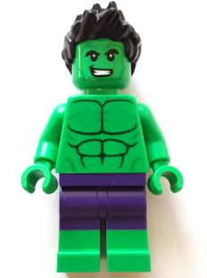 sh0857 - Hulk - Minifigure, Dark Purple Pants, Spiked Hair, Open Mouth Smile / Angry