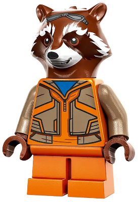 sh0858- Rocket Raccoon - Orange and Dark Tan Outfit, Reddish Brown Head
