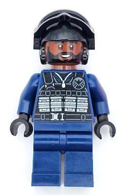 sh0918 - SHIELD Agent - Male, Tactical Vest, Black Goggles, Reddish Brown Head